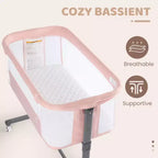 Berceau à roulettes – Beige / Gris / Rose, cododo, pour 1 bébé