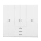 Armoire 6 portes en bois avec 3 grands tiroirs de rangement pour chambre à coucher