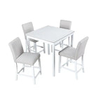 Ensemble de salle à manger moderne 5 pièces avec table carrée hauteur comptoir et 4 chaises rembourrées