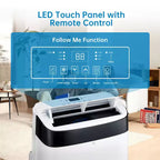 Climatiseur portable 10 000 BTU, Climatiseur de maison avec télécommande pour pièce jusqu'à 42 m², fonctions 3-en-1/minuterie 24h/roulettes