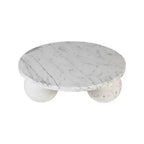 Table basse ronde en marbre avec pieds sphériques, multicolore, 4 places