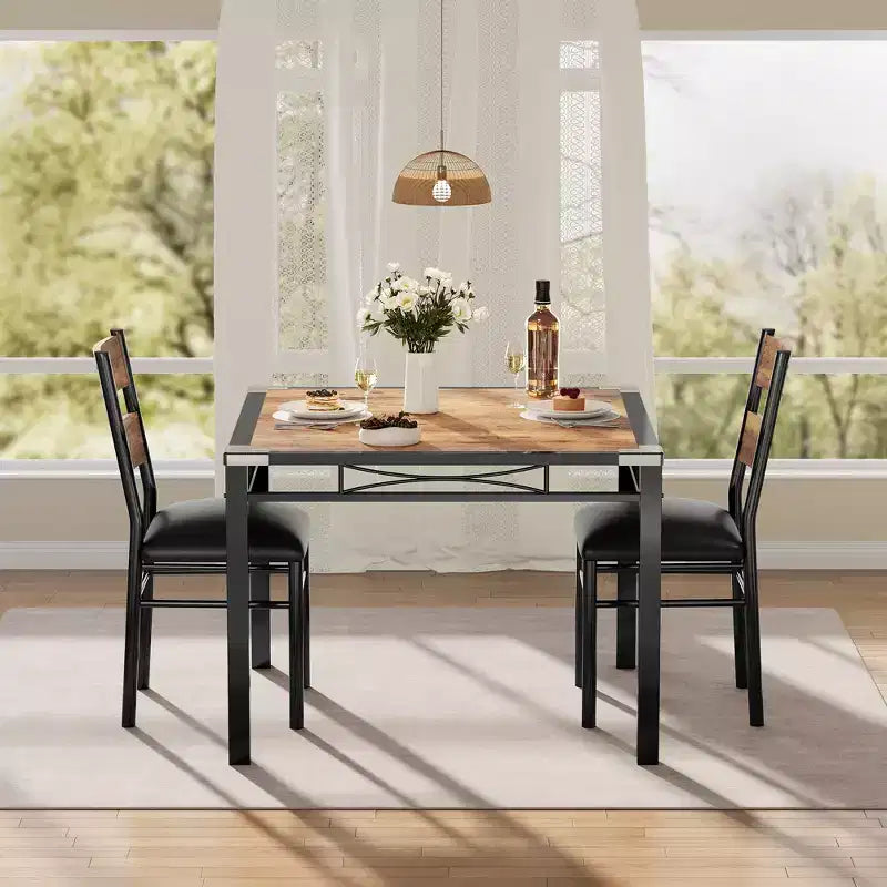 Ensemble table à manger pour 4 personnes, avec 4 chaises rembourrées, ensemble de 5 pièces de table de cuisine en bois avec protecteur de coin pour cuisine, appartement, petit espace.