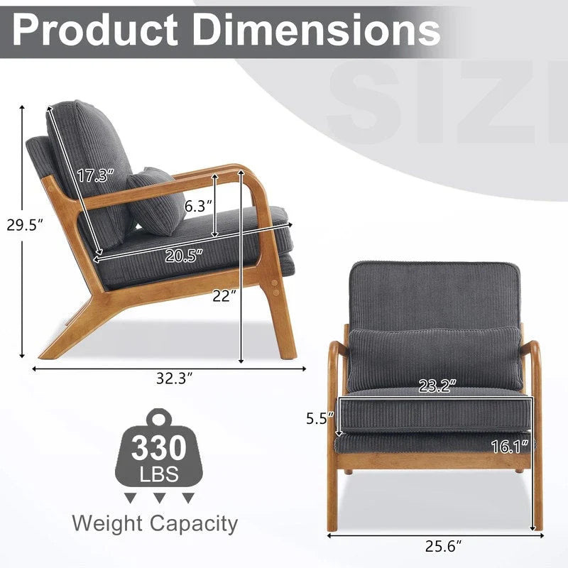 Fauteuil d'appoint rembourré Mid-Century Modern
