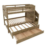 Lit superposé Whisen Twin XL avec lit gigogne, lit superposé avec rangement, lit superposé en bois massif, escalier de rangement, armoire, 3 tiroirs, pour enfants