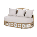 Canapé de jardin Homan en osier avec coussins, marron clair et beige