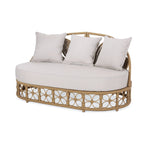Canapé de jardin Homan en osier avec coussins, marron clair et beige