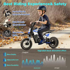 Moto tout-terrain électrique pour enfants ECOLEAP K1, 36V, rapide (25 km/h), autonomie de 22 km, moteur de pointe 700W, 3 modes de vitesse, pneus tout-terrain de 12 pouces, homologuée UL, pour les 3-10 ans.
