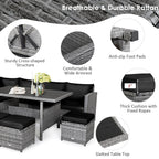 Ensemble de salle à manger Costway 7 pièces en rotin pour terrasse, canapé sectionnel et pouf - Voir détails