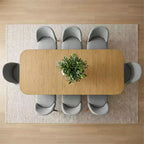 Ensemble de salle à manger 9 pièces pour 8 personnes, table à tréteaux extensible avec chaises rembourrées aux pieds en bois massif-Panipeachy