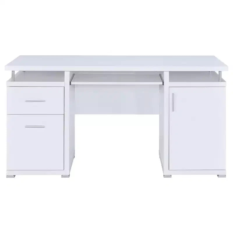 TUYOHW 55 Bureau en Bois, Table d'ordinateur de Bureau avec 2 Tiroirs, 1 Armoire, 1 Étagère Ouverte, 1 Porte, Bureau de Travail pour Bureau à Domicile, Étude, Petits Espaces