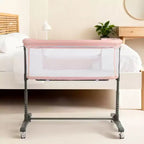 Berceau à roulettes – Beige / Gris / Rose, cododo, pour 1 bébé