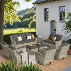 Ensemble de conversation de jardin 9 pièces XIZZI avec fauteuil pivotant