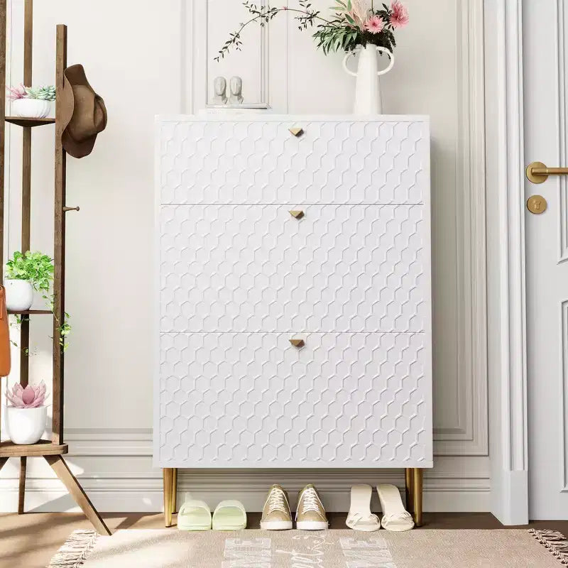 CLIHOME Meuble à chaussures d'entrée 24 paires, avec tiroirs basculants, étagère de rangement