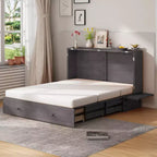 Lit escamotable Mjkone Murphy Queen, lit coffre Cube avec station de charge et espace de rangement