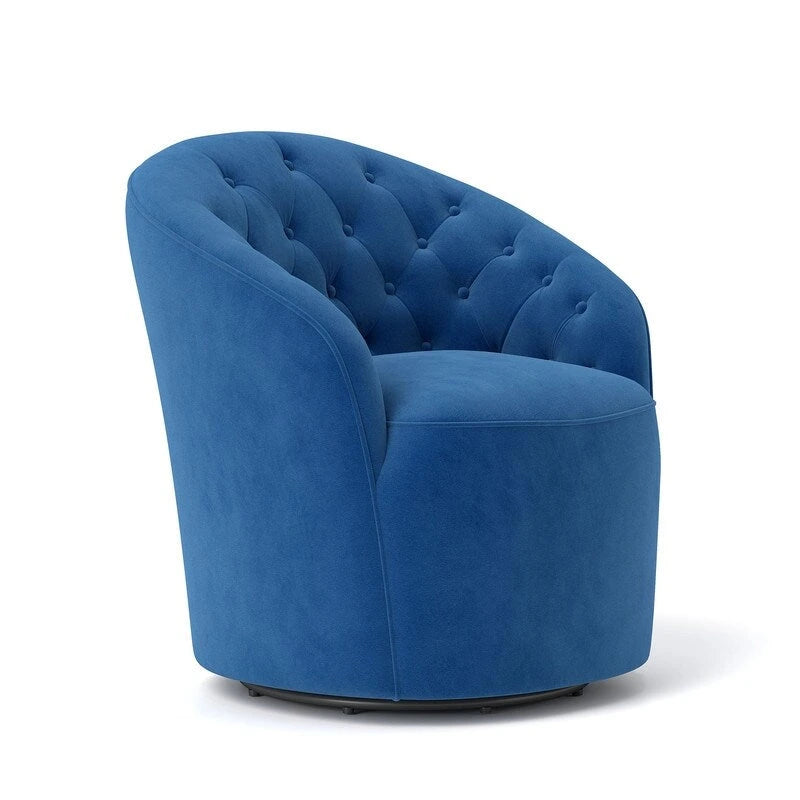 Fauteuils pivotants à 360 degrés en velours capitonné moderne SEYNAR avec dossier touffeté (lot de 2)