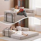 Canapé-lit convertible avec dossier à oreillers en tissu chenille pour salon et chambre