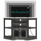 Meuble TV d'angle de ferme, meuble multimédia avec prise de courant pour téléviseurs jusqu'à 55 pouces