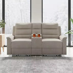 Canapé inclinable 2 places en tissu technique beige/gris, dossier et repose-pieds réglables