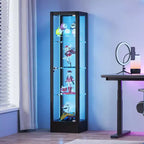 Bekrvio Vitrine d'exposition en verre à 4 niveaux avec serrure, vitrine de collection avec porte en verre trempé de 160 cm et étagères réglables