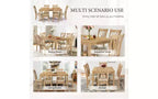 Ensemble de salle à manger Zevemomo 7 pièces en bois massif avec 6 chaises rembourrées, ensemble table et chaises compact pour salle à manger, cuisine, couleur bois naturel