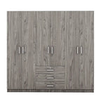 Armoire 6 portes en bois avec 3 grands tiroirs de rangement pour chambre à coucher