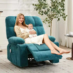 Fauteuil inclinable surdimensionné pour adultes, canapé berçant pivotant manuel, poches latérales et porte-gobelets pour personnes fortes et de grande taille, salon