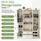 Garde-manger de cuisine autoportant Whisen 71''H, grand buffet de salle à manger avec 6 portes et étagères réglables