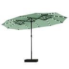 MAISON ARTS Parasol excentré rectangulaire de 4,5 m avec manivelle, parasol de marché double face d'extérieur avec lumières LED solaires et base incluse