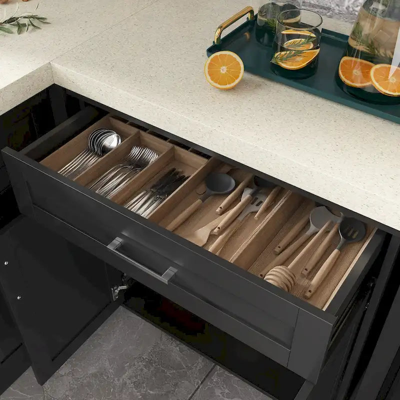 Meuble d'angle de cuisine efficace, îlot de cuisine en L : Grand espace de rangement avec tiroirs à glissière fluide, comptoir UV
