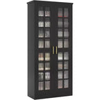 Meuble à chaussures haut Lantine avec portes, rangement à chaussures à 8 niveaux avec étagères réglables, armoire à chaussures moderne pour couloir, placard, salon, blanc
