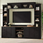 Meuble TV mural 4-en-1 ModernLuxe de style campagnard, convient aux téléviseurs jusqu'à 70 pouces, meuble TV console multimédia avec étagères réglables et tiroirs