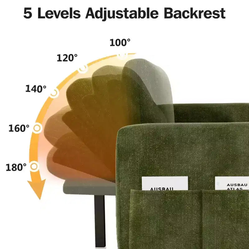 Canapé-lit convertible 2-en-1 avec méridienne de rangement, canapé d'angle en chenille avec ports USB pour salon