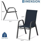 Chaises de patio, Lot de 4/6 chaises de salle à manger empilables d'extérieur en textilène léger résistant aux intempéries avec accoudoirs pour jardin, terrasse de piscine
