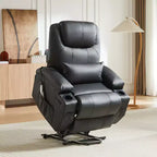 Fauteuil inclinable électrique Bestier de 88 cm avec fonction de levage, massage et chauffage, en similicuir, avec poches latérales et porte-gobelets