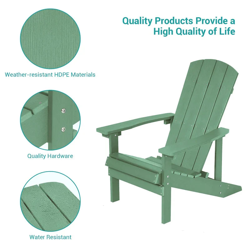 Chaises Adirondack d'extérieur en bois résistantes aux intempéries Bonosuki - Lot de 4