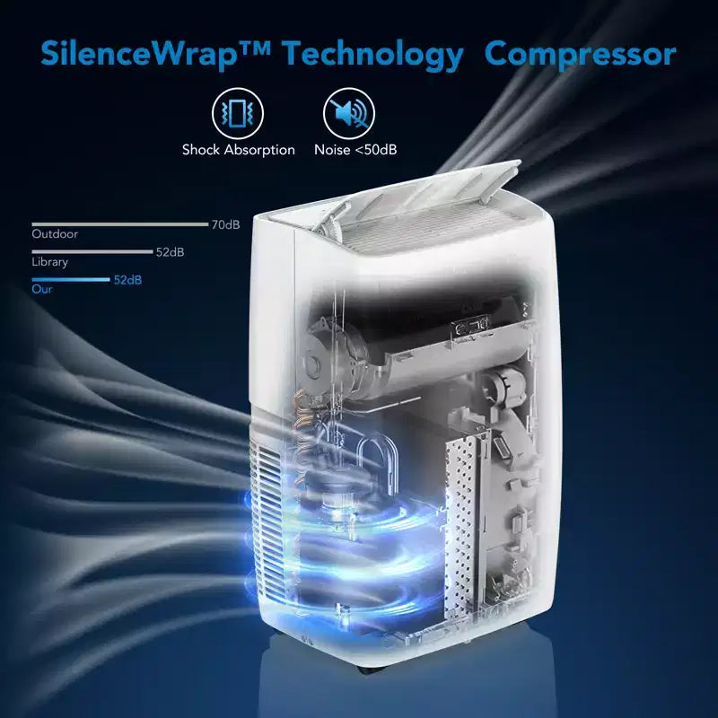 Climatiseur portable 10 000 BTU, Climatiseur de maison avec télécommande pour pièce jusqu'à 42 m², fonctions 3-en-1/minuterie 24h/roulettes