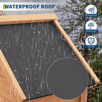 Armoire à outils d'extérieur en bois imperméable, avec portes doubles verrouillables, 3 étagères réglables et toit incliné – Rangement peu encombrant pour terrasse, cour ou pelouse