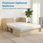 Lit armoire escamotable convertible Mjkone Queen Size avec chargement USB, tiroirs de rangement, matelas non inclus