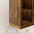 Étagère de rangement à 8 cubes, bibliothèque horizontale de style ferme, bibliothèque de rangement en bois de 157 cm pour entrée, étagères basses et longues pour salon