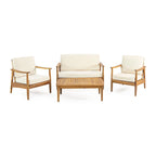 Ensemble de conversation d'extérieur 4 places en bois d'acacia Willowbrook par Christopher Knight Home