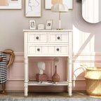 Console étroite de 60 cm avec 3 tiroirs et étagère, table d'appoint pour petite entrée ou salon