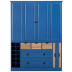 Garde-manger de cuisine autoportant Whisen de 180 cm de haut, grand buffet de salle à manger avec 4 portes pliantes, étagères, porte-bouteilles