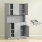 71 Armoire de cuisine, armoire de rangement haute avec support pour micro-ondes, buffet de cuisine moderne, 3 étagères réglables pour salon, salle à manger