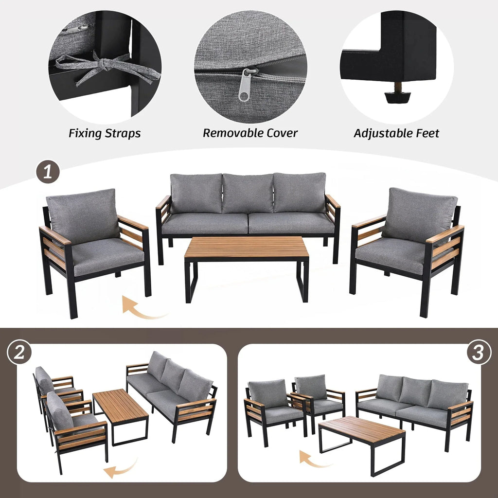 Ensemble de canapé de jardin 4 pièces