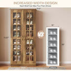 Meuble à chaussures haut Lantine avec portes, rangement à chaussures à 8 niveaux avec étagères réglables, armoire à chaussures moderne pour couloir, placard, salon, blanc