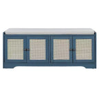 Banc de rangement rustique en bois Whisen, banc à chaussures d'entrée avec coussin amovible, étagères réglables