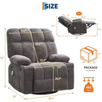 Fauteuil inclinable surdimensionné pour adultes, canapé berçant pivotant manuel, poches latérales et porte-gobelets pour personnes fortes et de grande taille, salon