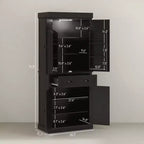 Garde-manger de cuisine de 71 po avec lumières DEL, 6 tablettes de porte, un tiroir et 4 tablettes réglables