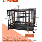 BOSSIN Cage pour Chien Robuste Indestructible 48/38 Pouces, Niche Anti-Évasion avec Roues Verrouillables