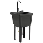 Évier utilitaire portable pour buanderie, bac à laver autoportant avec robinet, distributeur de savon et tuyaux